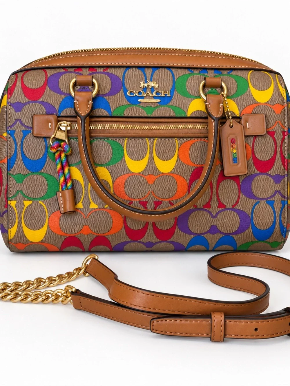 Coach Rainbow Pride Signature C Satchel Crossbody Authentic